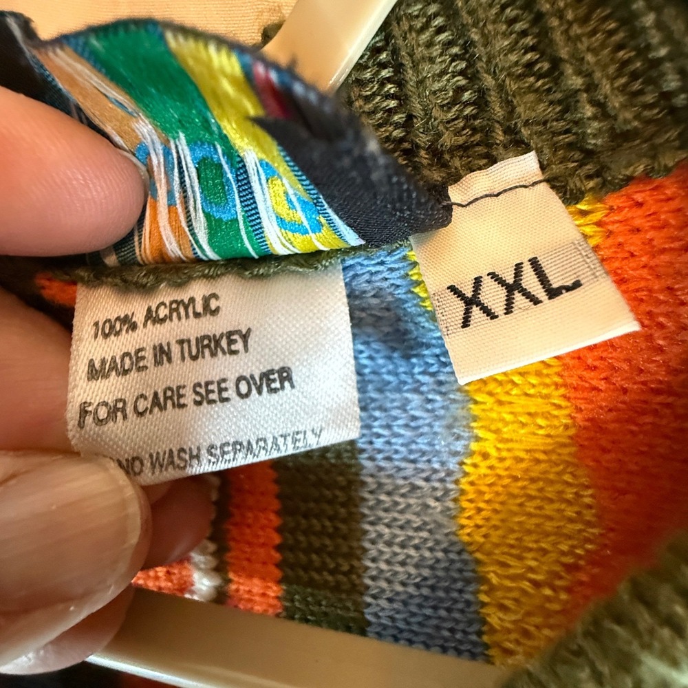Vintage 90s Coogi Australia Mens XXL 3D Knit Sweater Multi-Color Vertical Stripe - Picture 4 of 8